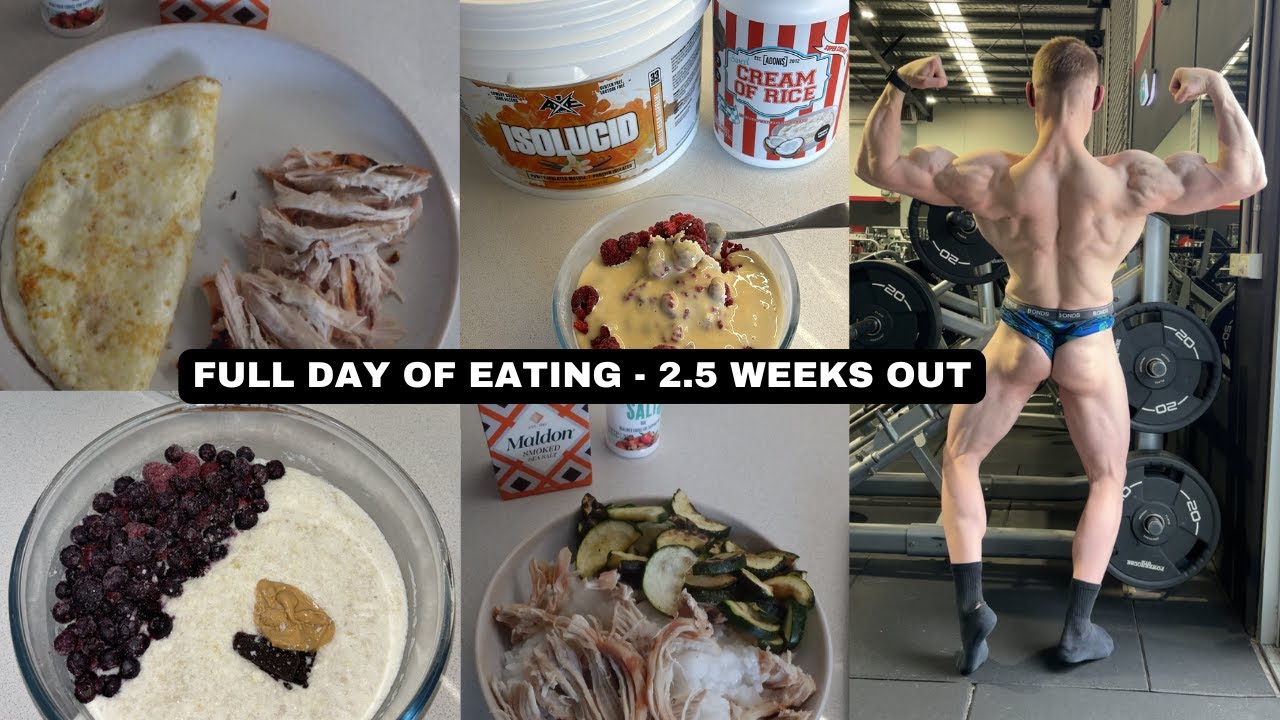 FULL DAY OF EATING | 2.5 WEEKS OUT | Natural Bodybuilding Contest Prep