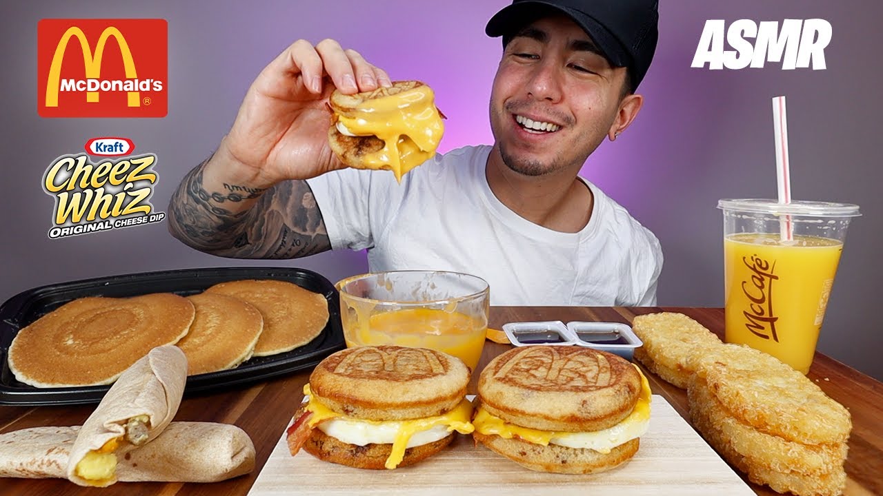 ASMR Mcdonald's Breakfast With Cheez Whiz + McGriddles + Hashbrowns + Hot Cakes | Real Eating Sounds