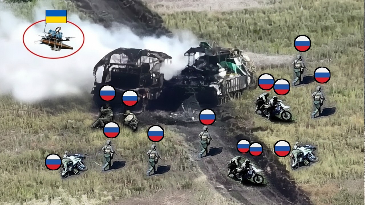 Ukrainian FPV Drones engage Russian Motorcycle unit in Donetsk Region