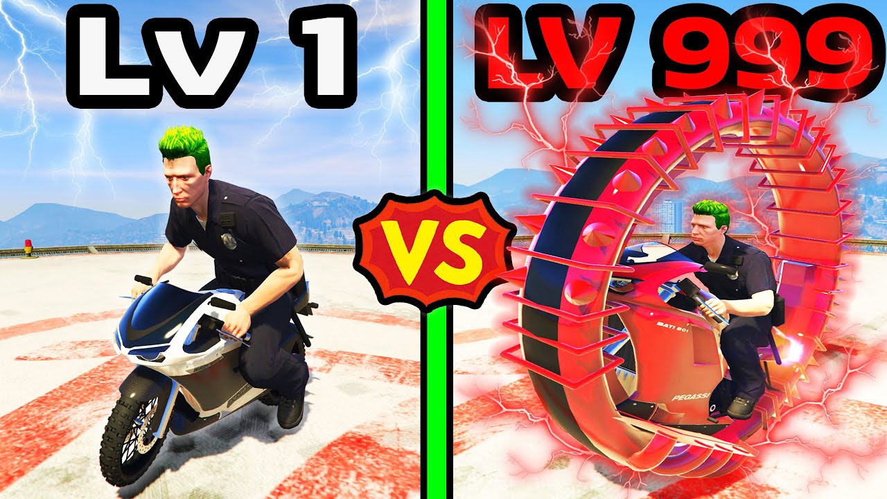 มอไซค์ตำรวจ Lv.1 VS มอไซค์ตำรวจ Lv.999 ไล่จับโจร! GTA V Mods