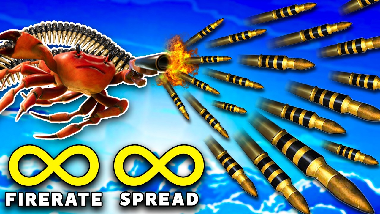 I turned pistols into SHOTGUN MINIGUNS in Crab Champions