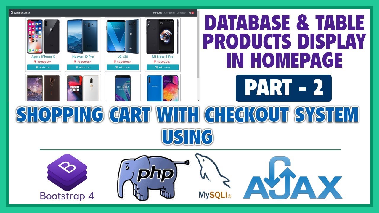 #2 Shopping Cart With Checkout System Using Bootstrap 4, PHP, MySQLi & Ajax | DB, Homepage