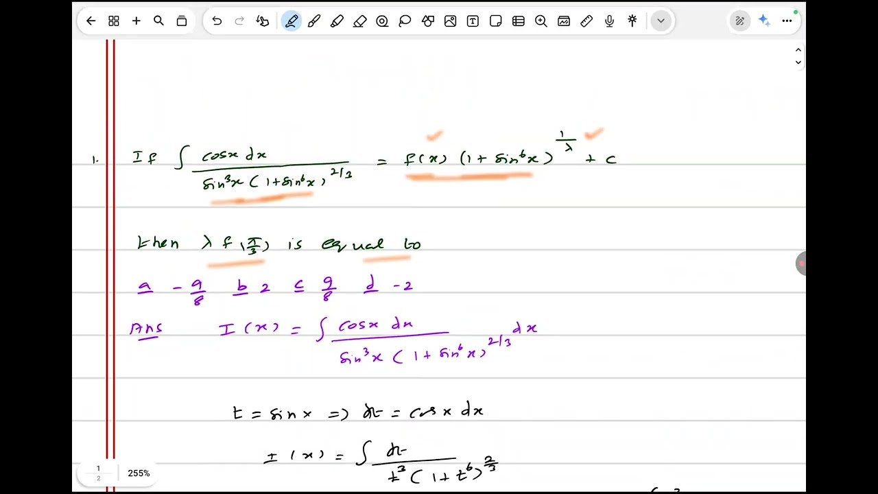 INTEGRATION -SUBSTITUTION METHOD -IIT JEE
