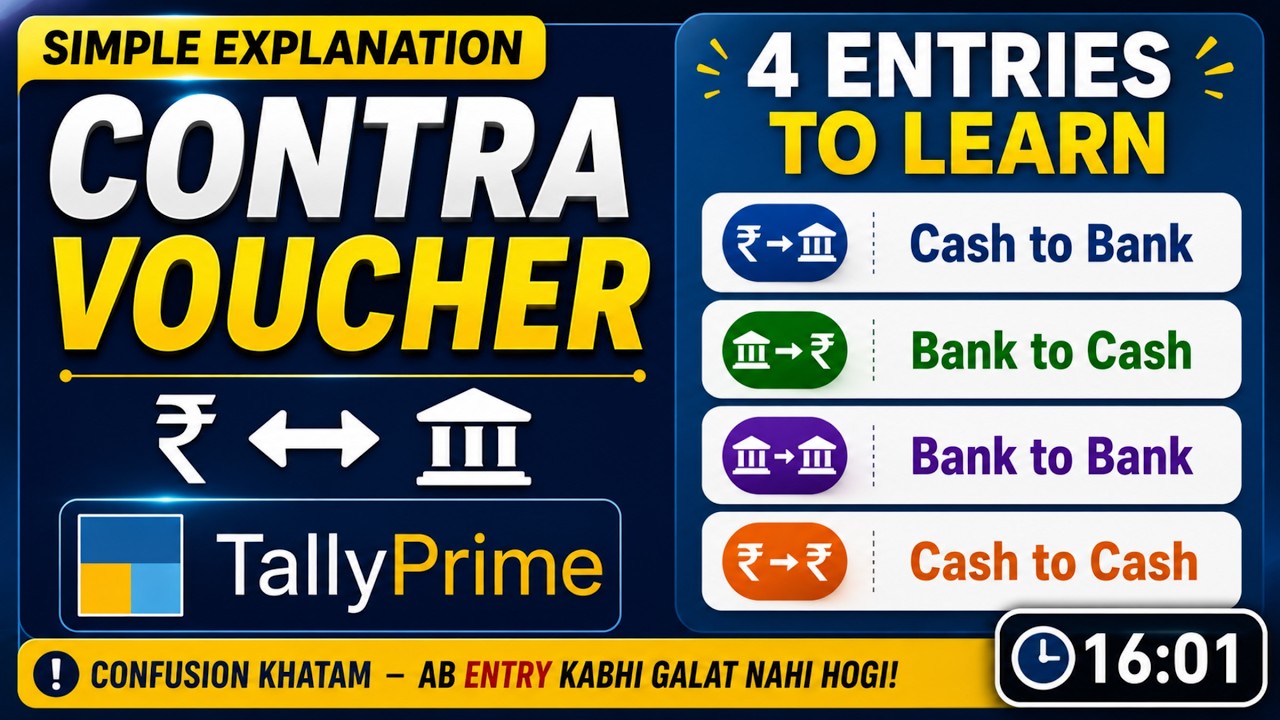 4 Important Entries in Tally Prime |Cash to Bank, Bank to Cash, Bank to Bank, Cash to Cash Explained