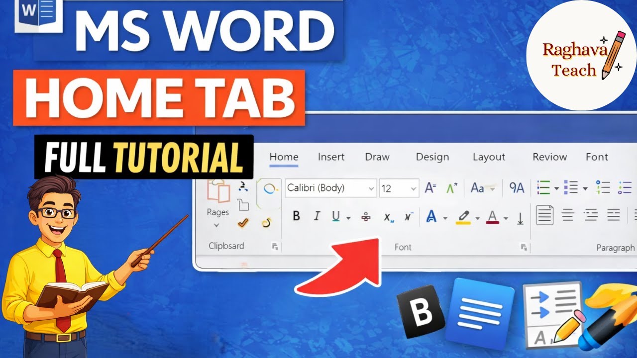 MS Word Home Tab Full Tutorial | MS Word Part 1 | Basic Computer Part 2 | Raghava Teach