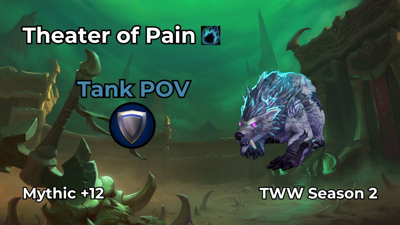 WoW M+ | Theater of Pain +12 | Guardian Druid Tank POV | TWW S2