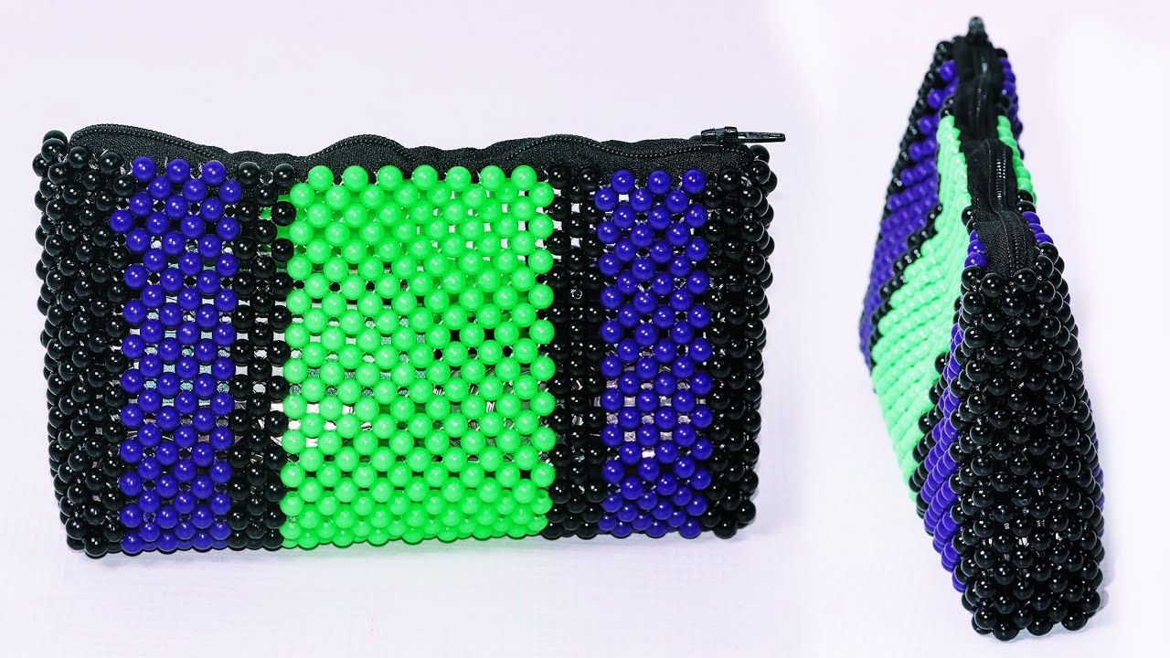 How to make a beaded coin purse and mini-bag tutorials for beginners. #beadedpurse