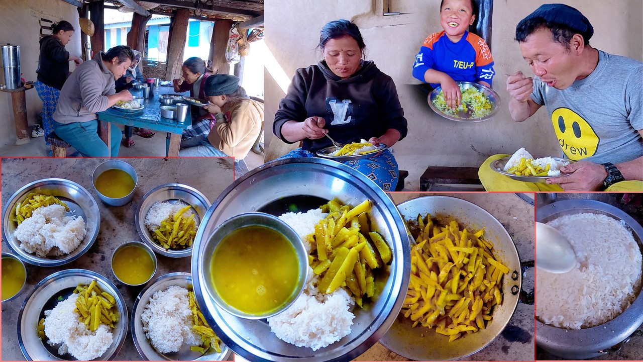 bhumi's  lunch with his family ,  Koich kanchha & villager sisters in the farm house@bhumicooking