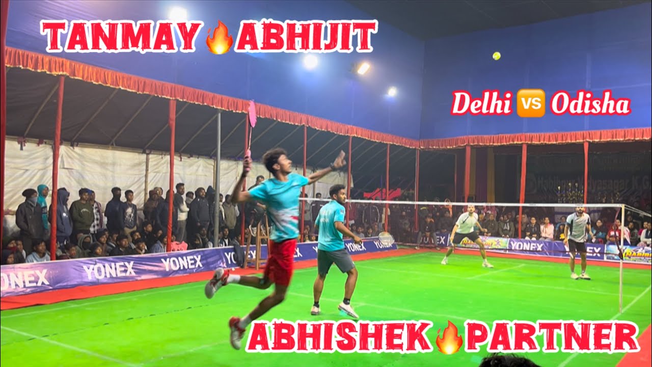 Best Badminton Match Tanmay🔥Abhijit(Odisha)🆚 Abhishek🔥Partner(Delhi)