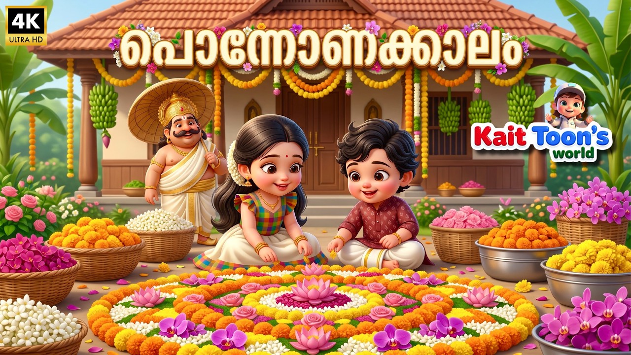 പൊന്നോണക്കാലം | Onam Song | |  Onam Cartoon Song for Kids| Kuttippattukal