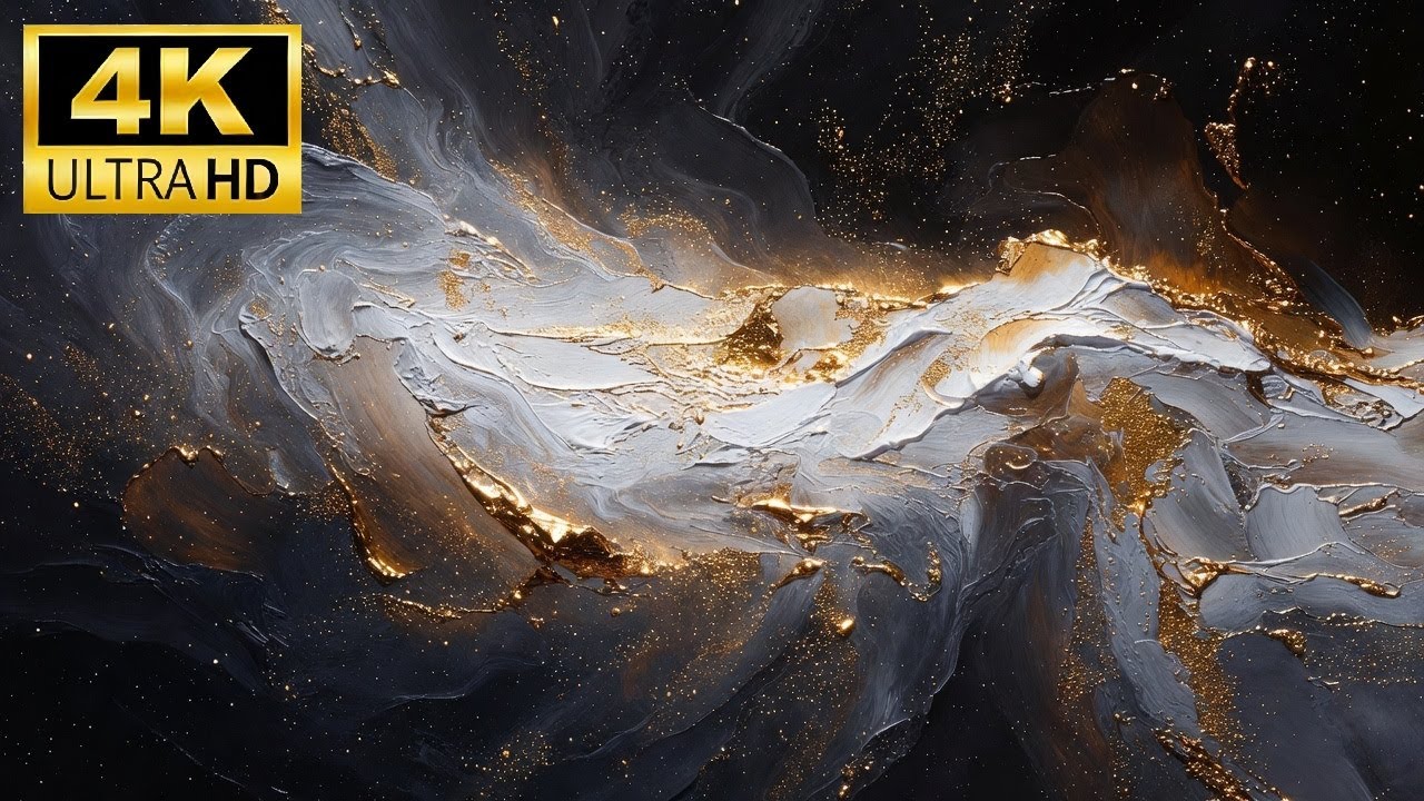 4K Golden Nebula Oil Painting – Frame TV Art for Relaxation & Meditation