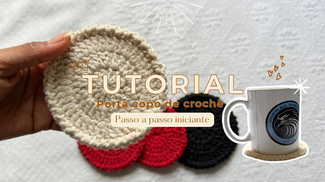 Tutorial completo - Porta copo de crochê para iniciantes / Renda extra com crochê 
