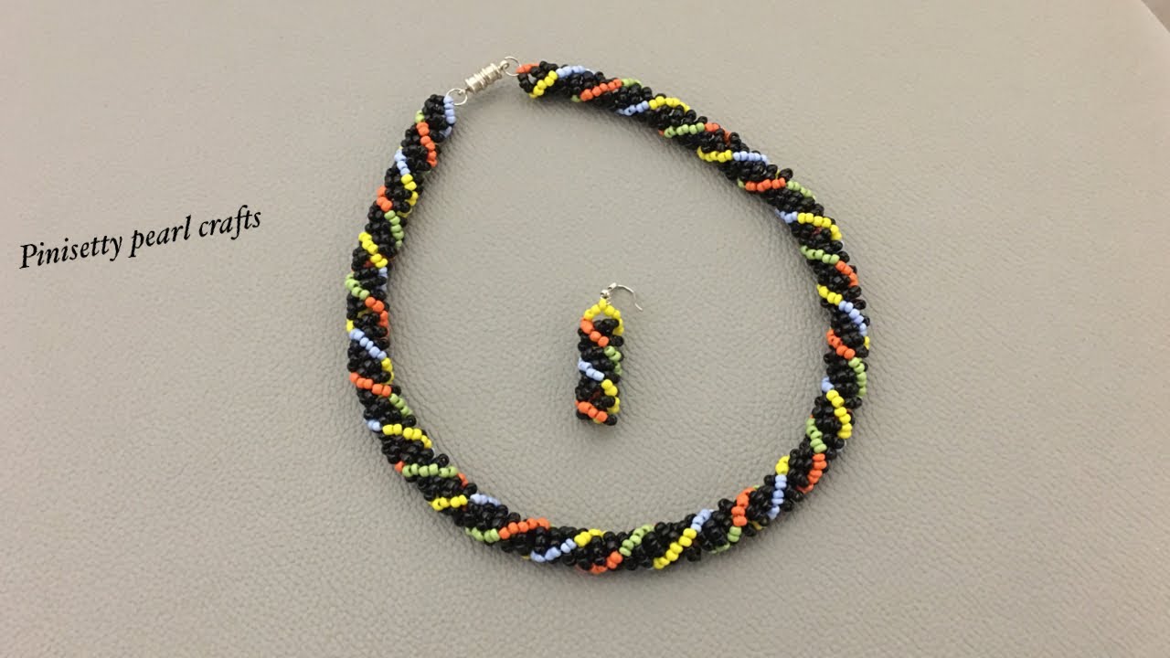Seed Bead Rope Necklace Tutorial | Beaded Rope Necklace | Multi color seed Bead Spiral Rope making