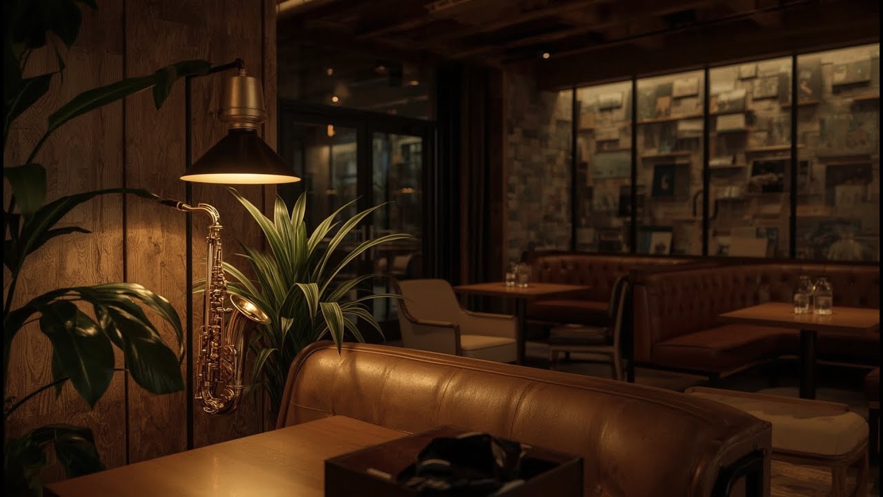 Late Evening Funky Jazz Sax in a Modern Café | Relaxing Lounge Atmosphere