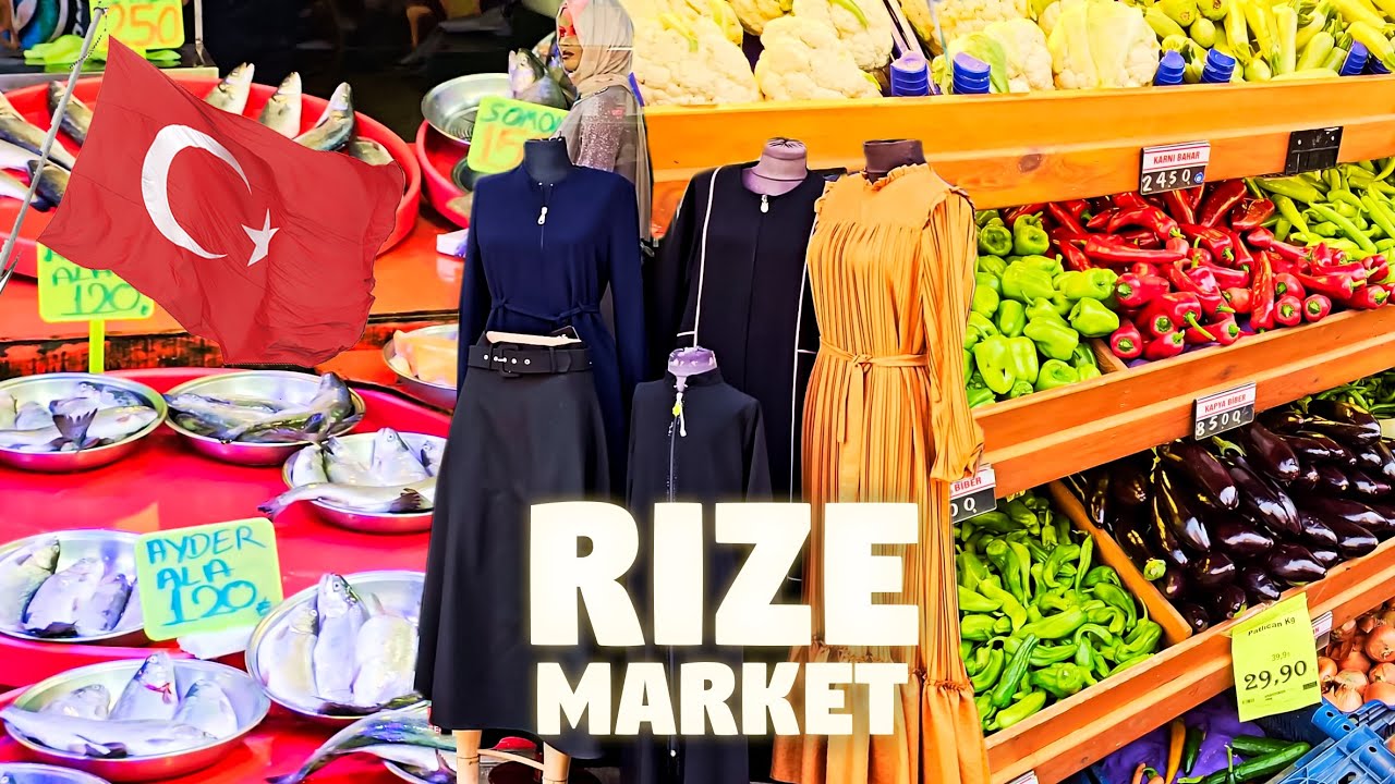 Rize - Market - Walking Tour | 4k Turkish Black Sea