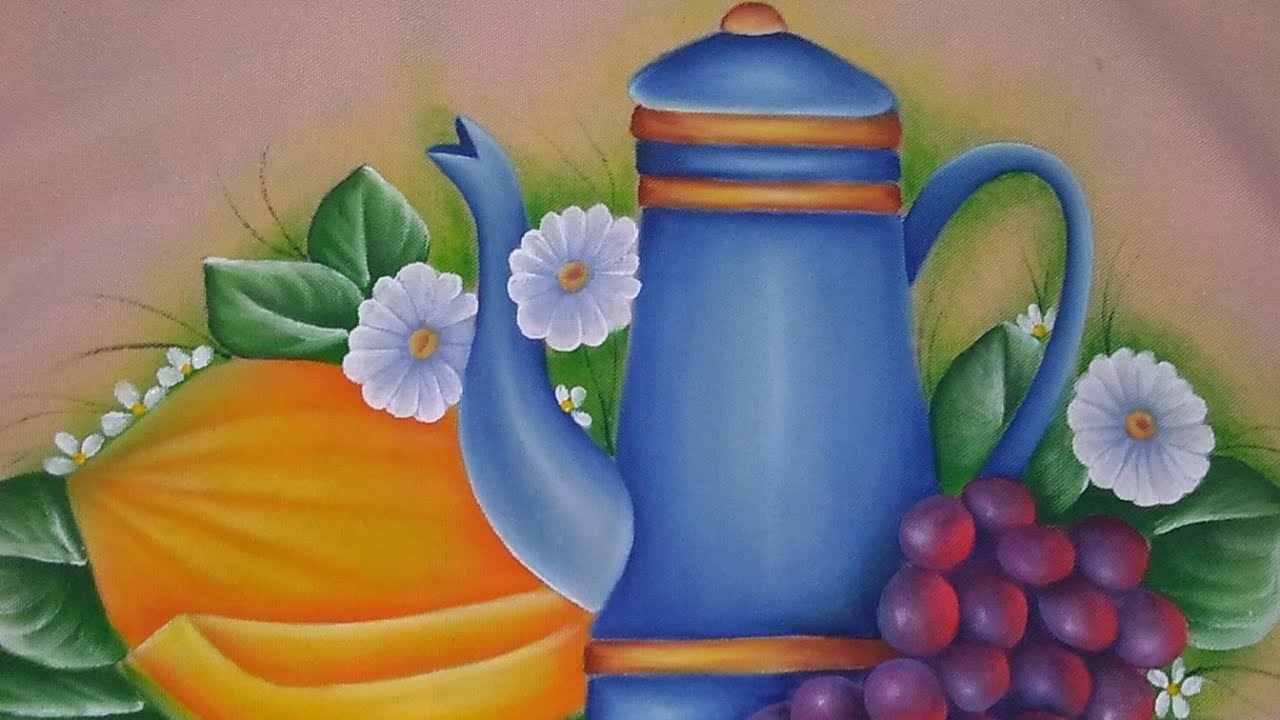 Como pintar Bule, pintura em tecido para iniciantes