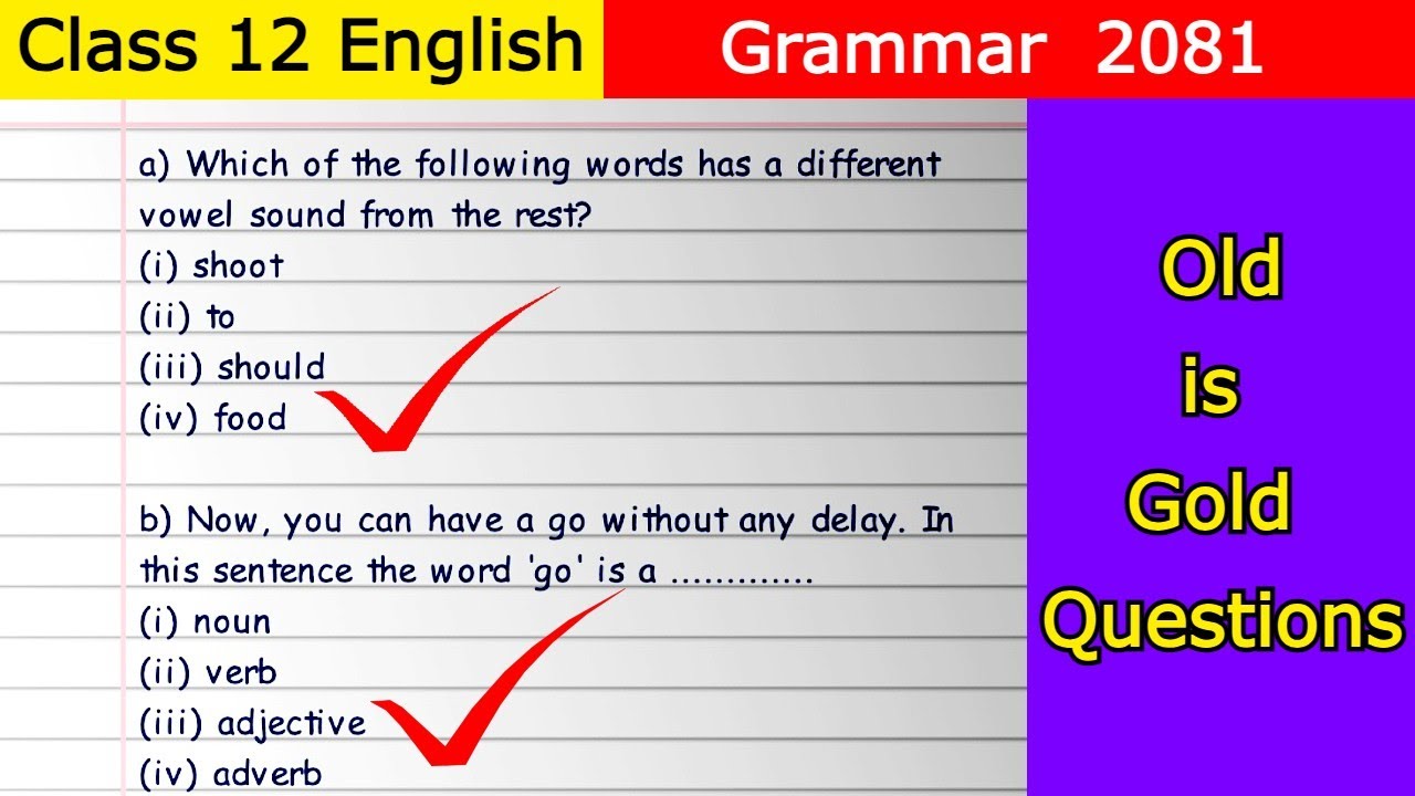🔴 Exam-Oriented Questions- Class 12 English Grammar Important Questions 2080/2081