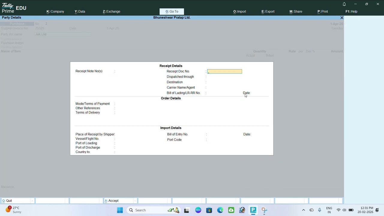 ANOTHER STATE PURCHASE INVOICE WITH GST DETAILS