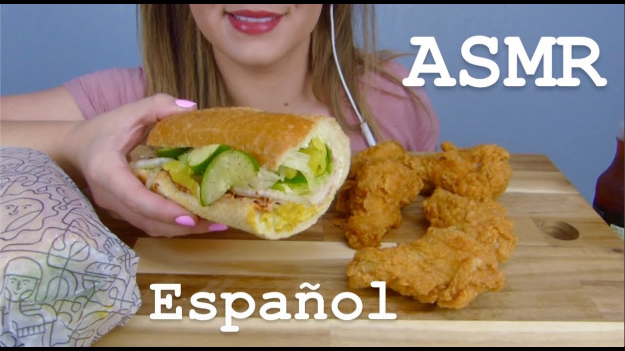 ASMR Español | Comiendo Pollo frito y Sandwich | ComerConJas91