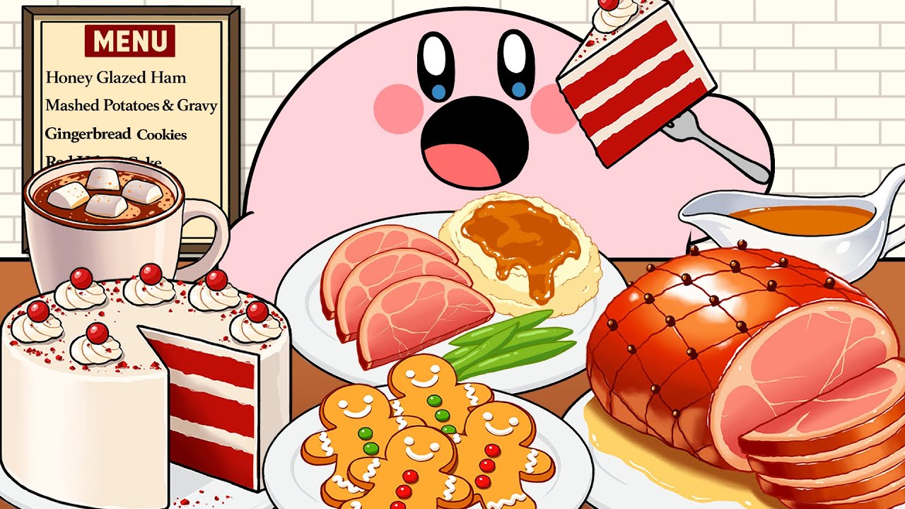 커비 겨울 먹방 Kirby&rsquo;s Cozy Winter Food Feast. How Much Can He Eat?