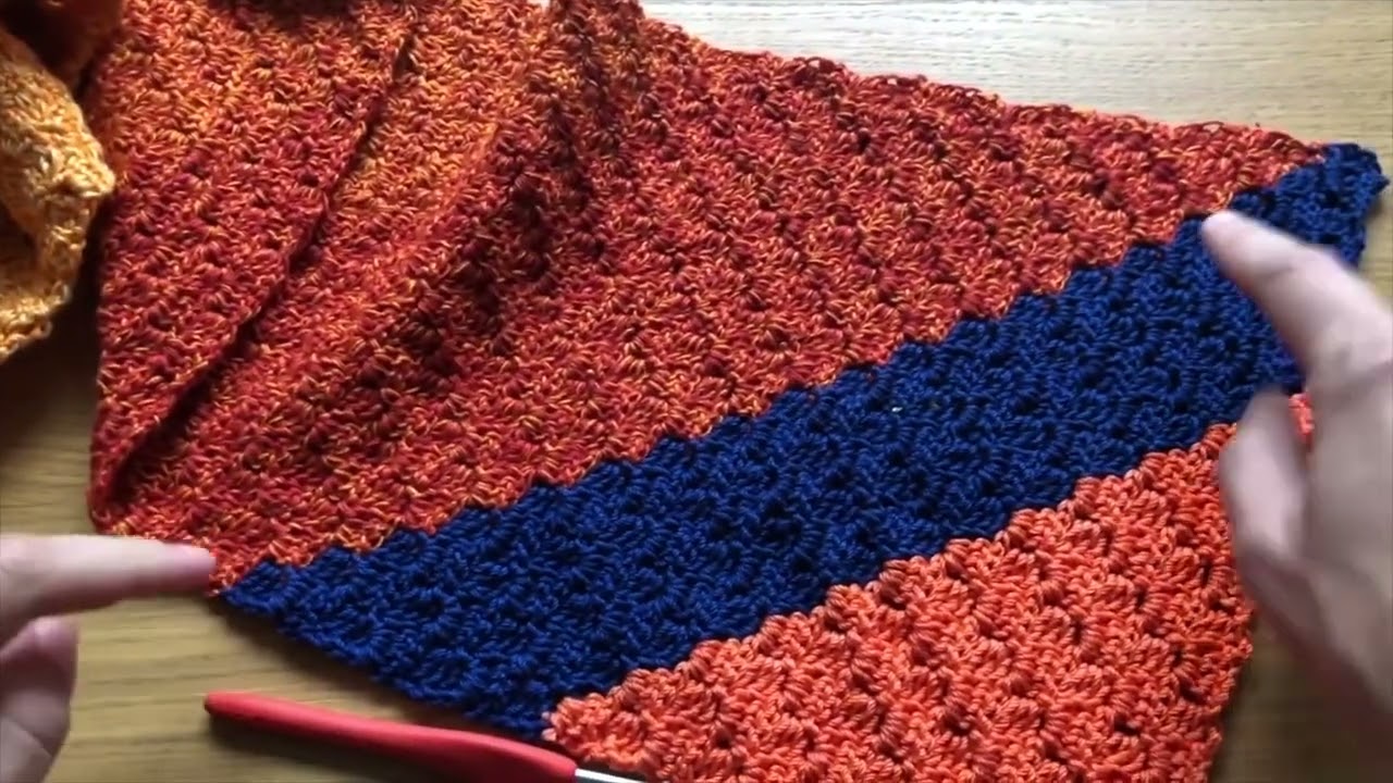 Linkshandig haken: Haak tutorial  Corner to corner sjaal haken c2c