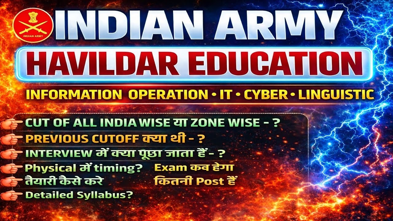 HAVILDAR EDUCATION CUT OFF || ITCYBRR INFORMATION OPERATION LINGUISTIC EXAM DATE📅TOTAL POST🔥PHYSICAL