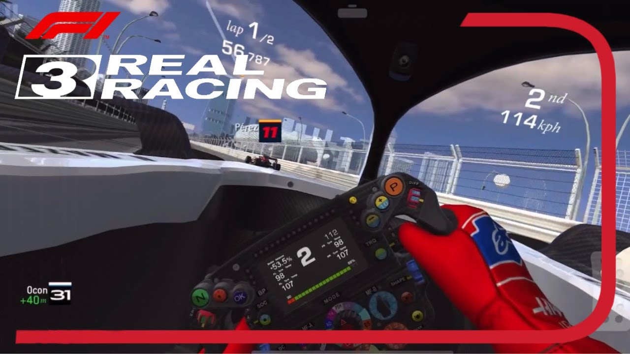REAL RACING 3 F1 2021 COCKPIT- NIKITA MAZEPIN ONBOARD AT MARINA BAY STREET CIRCUIT GAMEPLAY