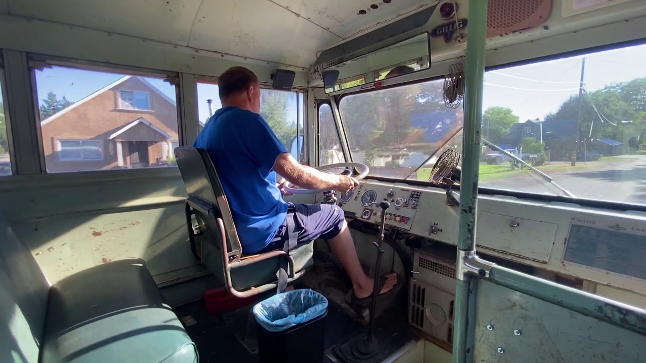 Driving the 1955 Gillig school bus.