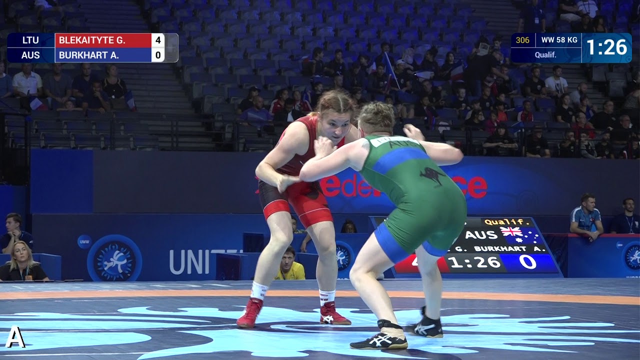 Qual. WW - 58 kg: G. BLEKAITYTE (LTU) df. A. BURKHART (AUS) by VFA, 10-0