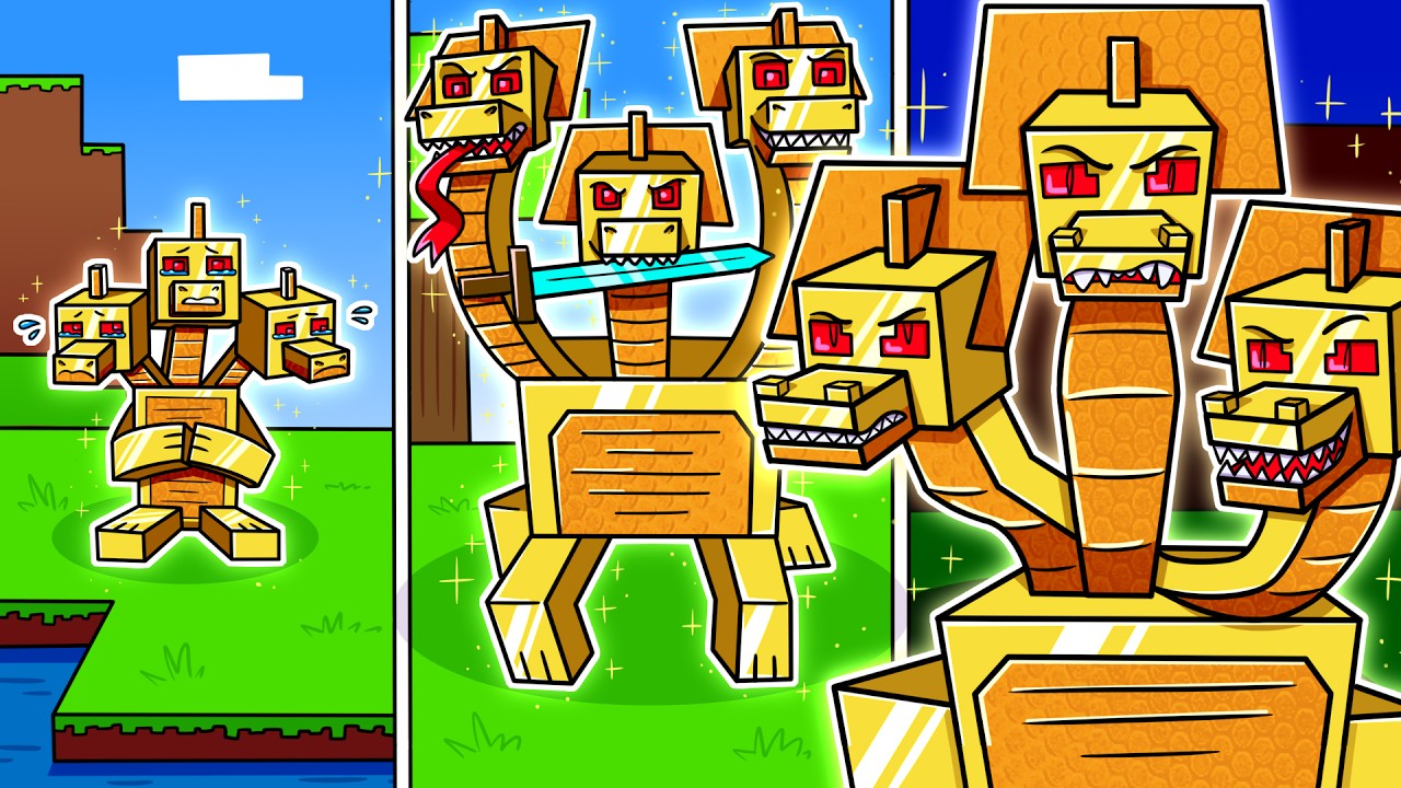 I Survived 100 DAYS as a GOLD HYDRA in HARDCORE Minecraft!