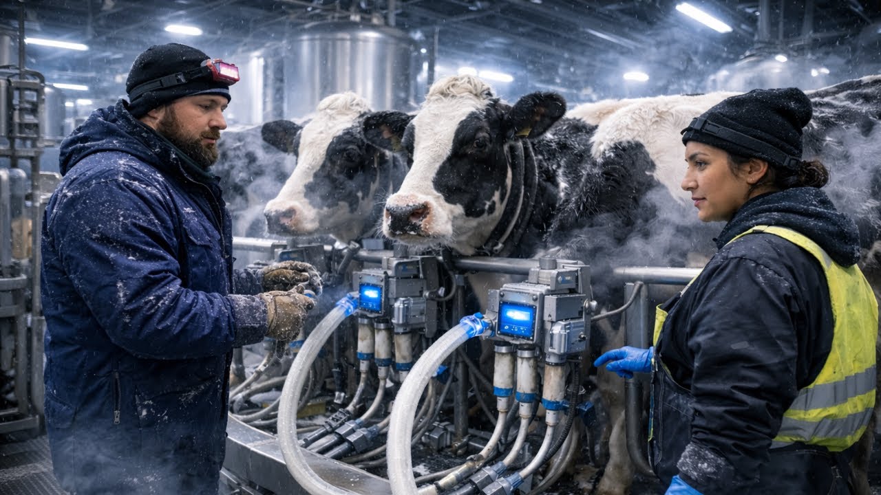 EXTREME WINTER MILK FARM in the USA: MILKING, STORAGE & TANKER TRUCK PICKUP