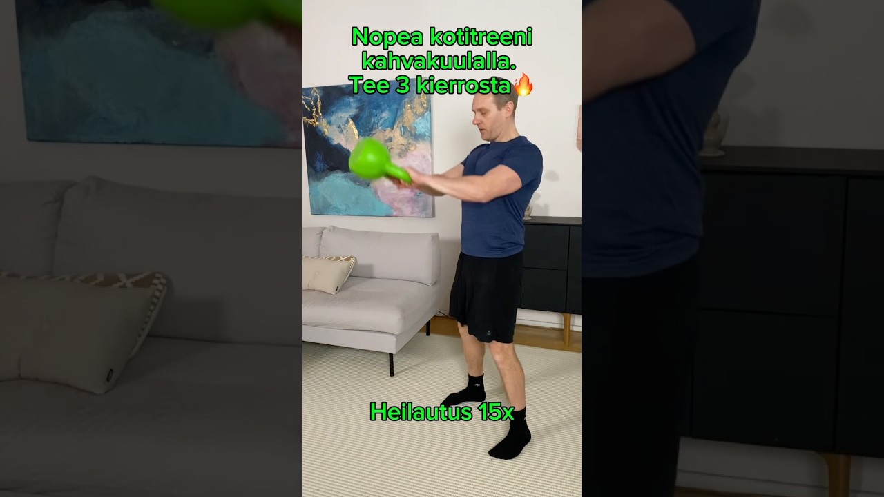 Nopea kotitreeni kahvakuulalla🔥#treenaakotona #kotitreeni #kahvakuula