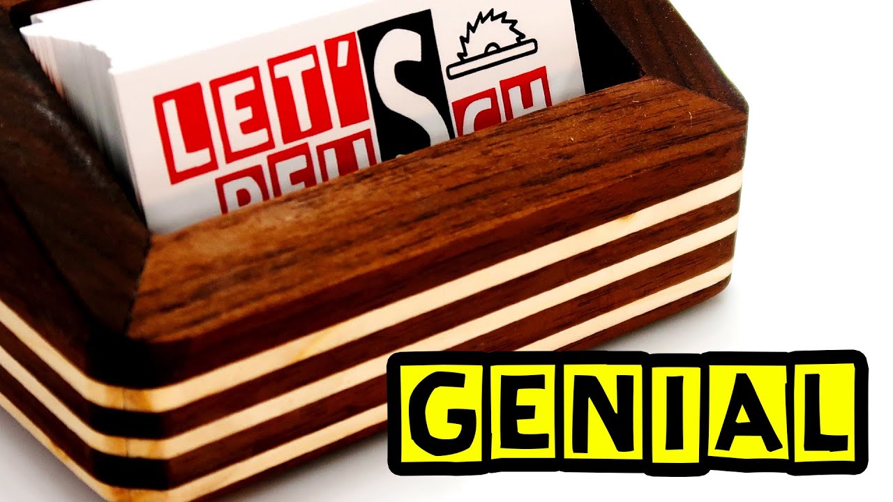 wooden card holder | Visitenkarten Halter aus Holz | DIY | Let's Pfusch