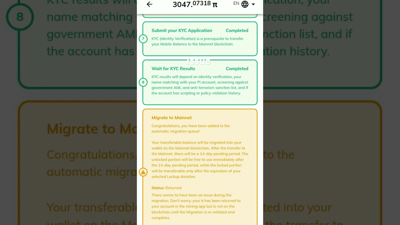 Pi Returned Issue. Pi mining. Pi coin returned to App. Pi Step 9 Returned Issue.