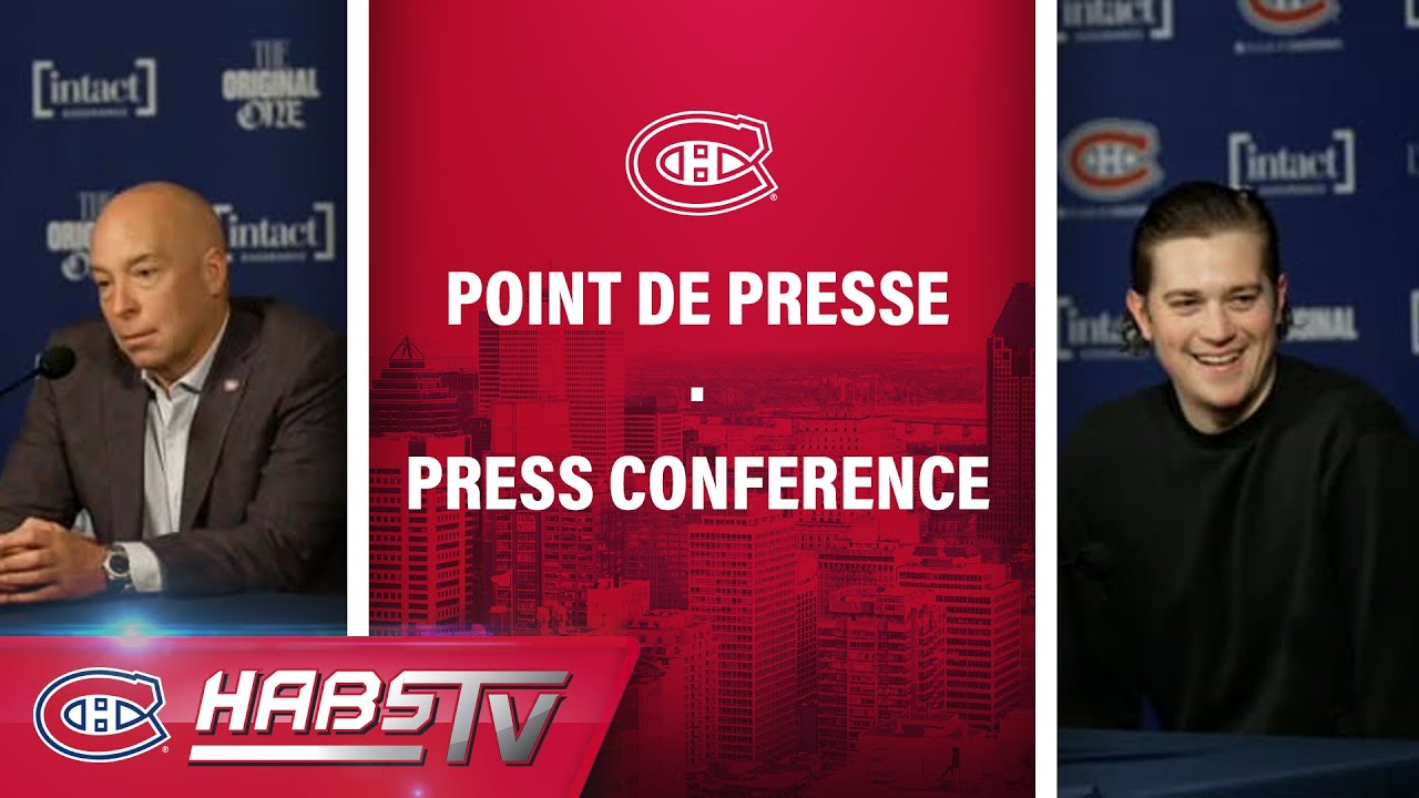 Sam Montembeault and Kent Hughes' media op | FULL PRESS CONFERENCES