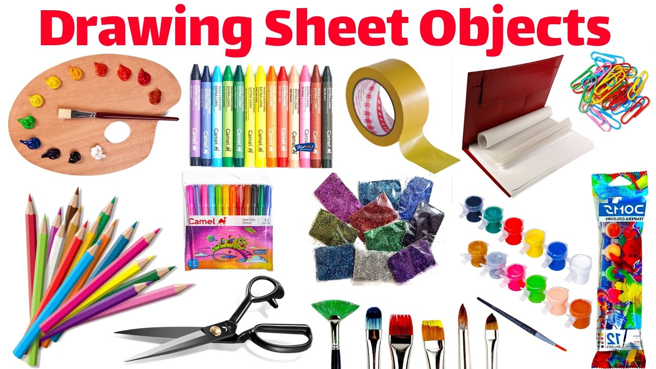 20 Drawing Sheet Objects Names | Learn Drawing Items in English | Educational Video