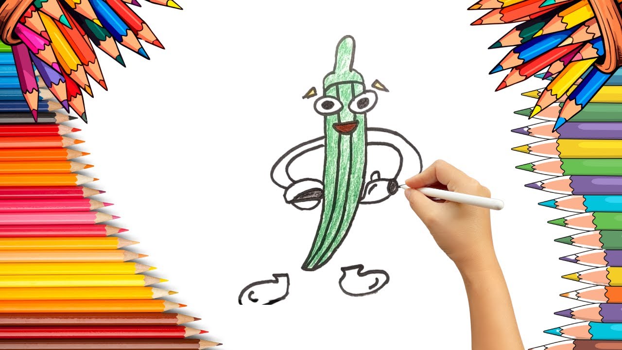 How To Draw cute Lady's Finger Drawing, Painting & Coloring For Kids and Toddlers_ Child Art 🐋🌈🎨