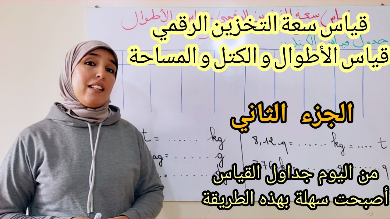 قياس سعة التخزين الرقمي وقياس الاطوال والكتل و المساحة ص19 الجديد في الرياضيات السادس ابتدائي ج1