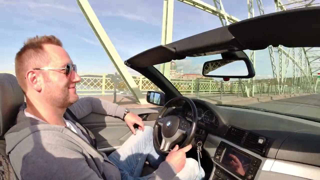 Párkány-Esztergom bridge crossing from Slovakia to Hungary in my E46 convertible