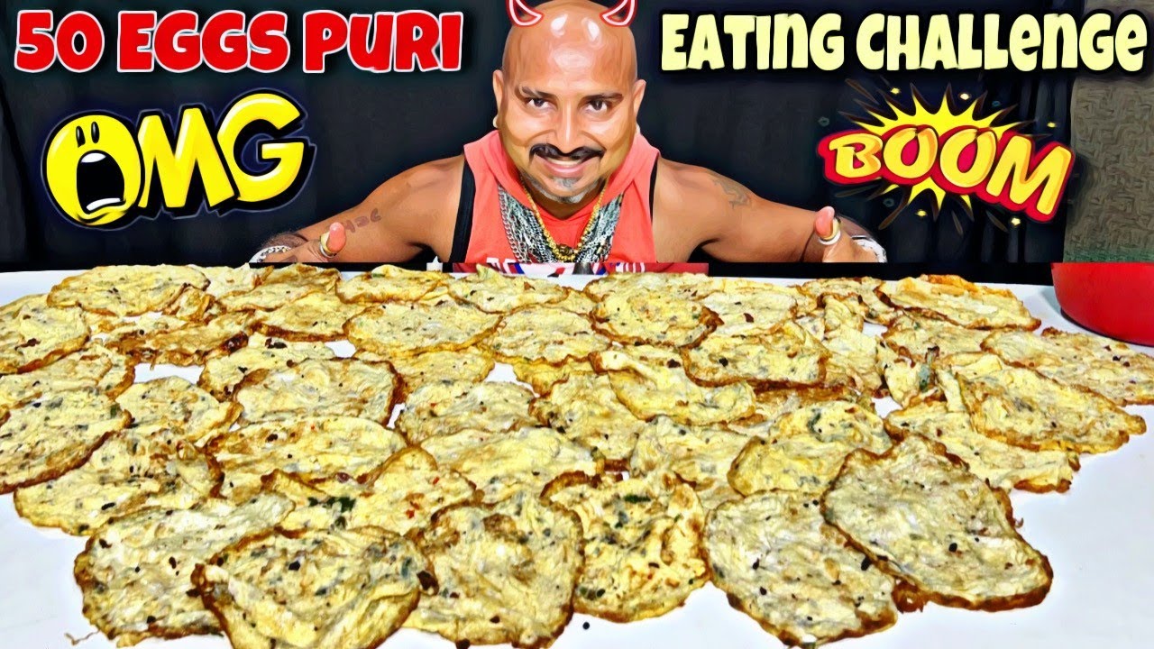 50 Eggs Puri | Eating Challenge | Ulhas Kamathe | Chicken Leg Piece