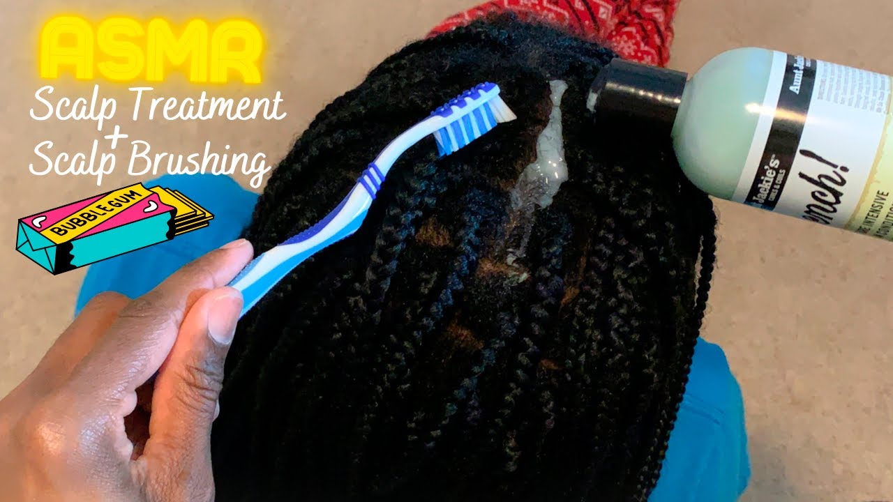 ASMR Moisturizing Scalp Treatment | Scalp Brushing, Massage + Gum Chewing 😴