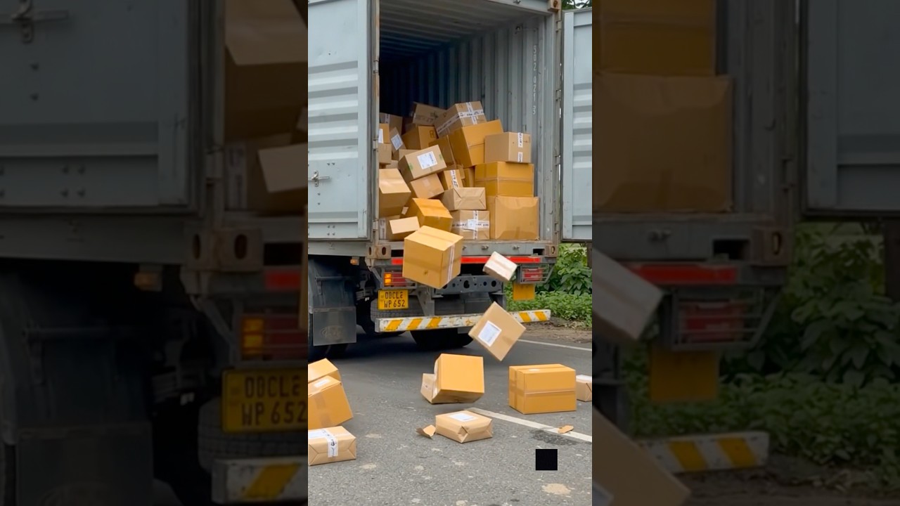 Containers Truck Open Parcel On Road #shorts