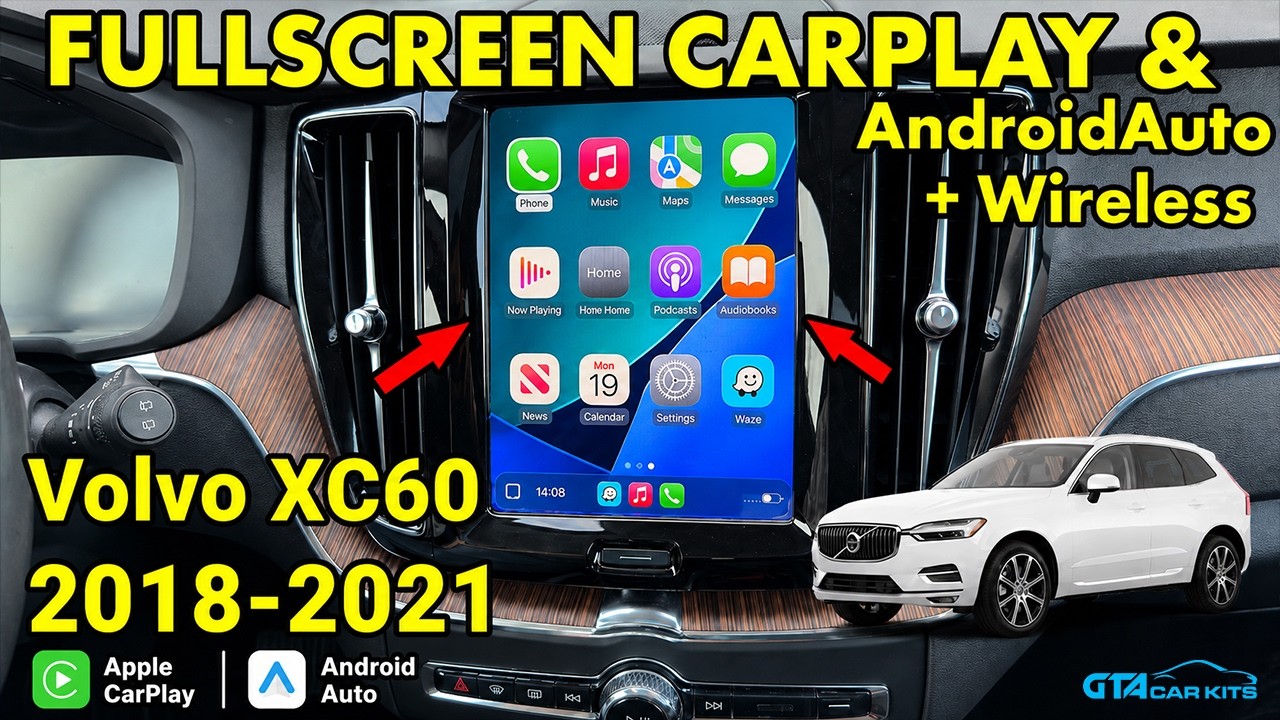 Беспроводное отображение CarPlay и Android Auto в полноэкранном режиме для Volvo XC60 2018 2019 2...