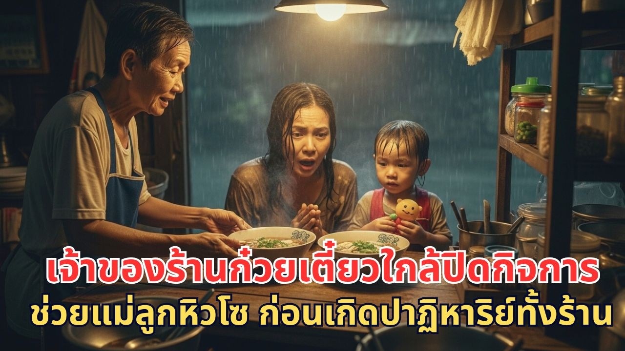 เจ้าของร้านก๋วยเตี๋ยวใกล้ปิดกิจการ ช่วยแม่ลูกหิวโซ ก่อนเกิดปาฏิหาริย์ทั้งร้าน