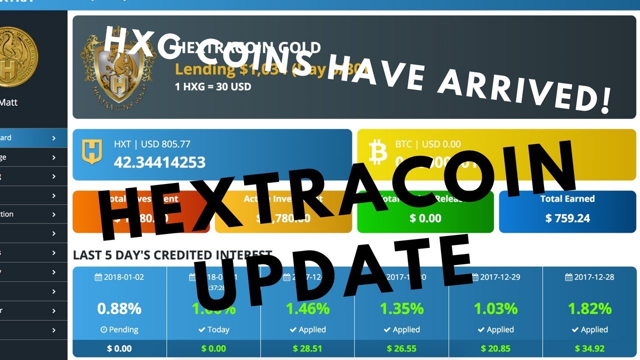 Hextracoin Update! (Lending Hextracoin Gold Coins)