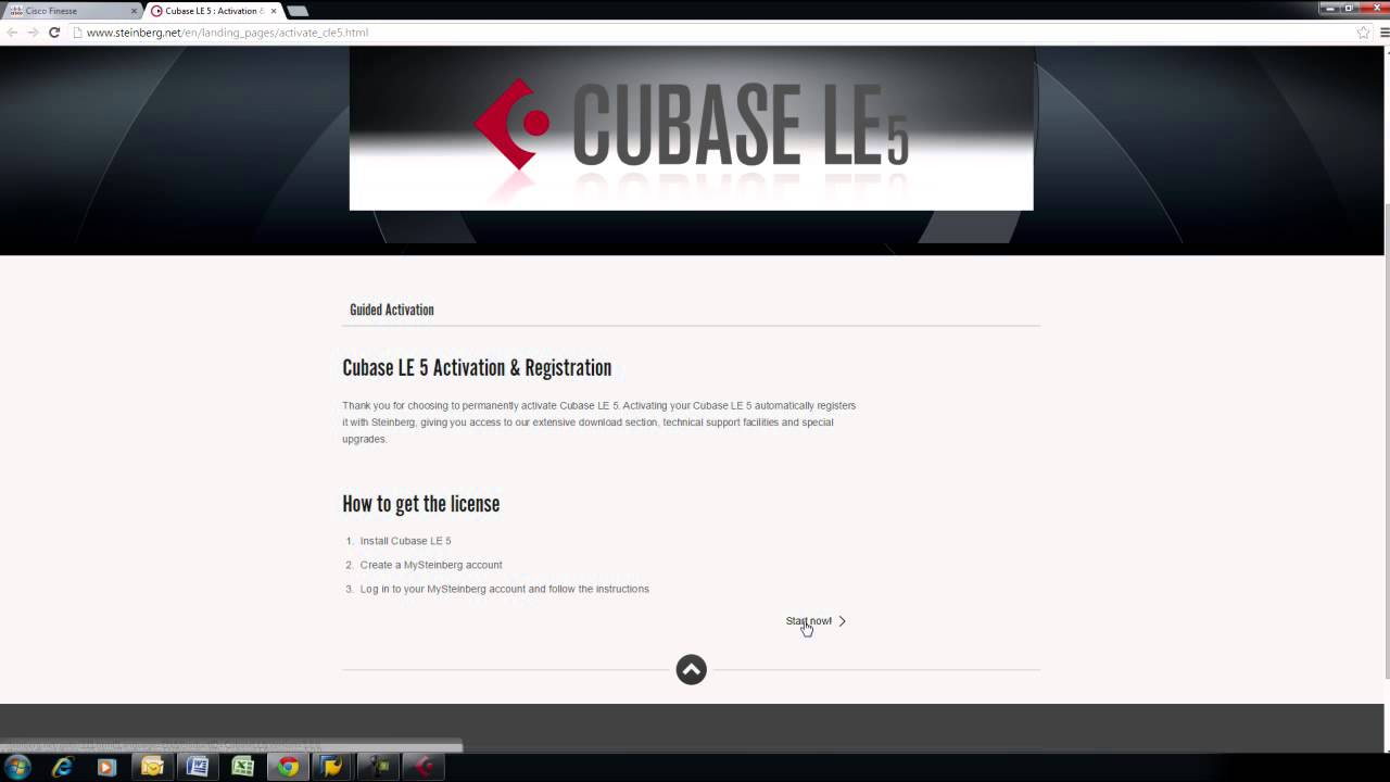 Registering Cubase LE 5 with Steinberg