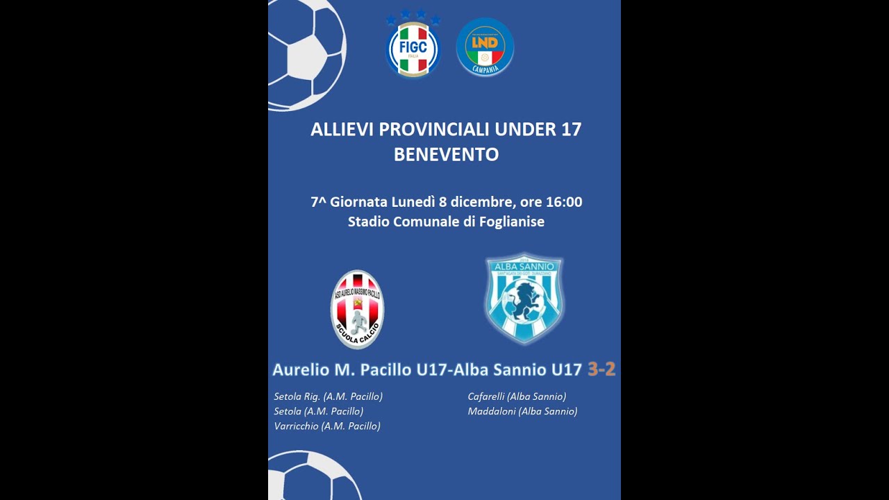 08/12/2025 AURELIO M PACILLO U17 - ALBASANNIO U17 3-2