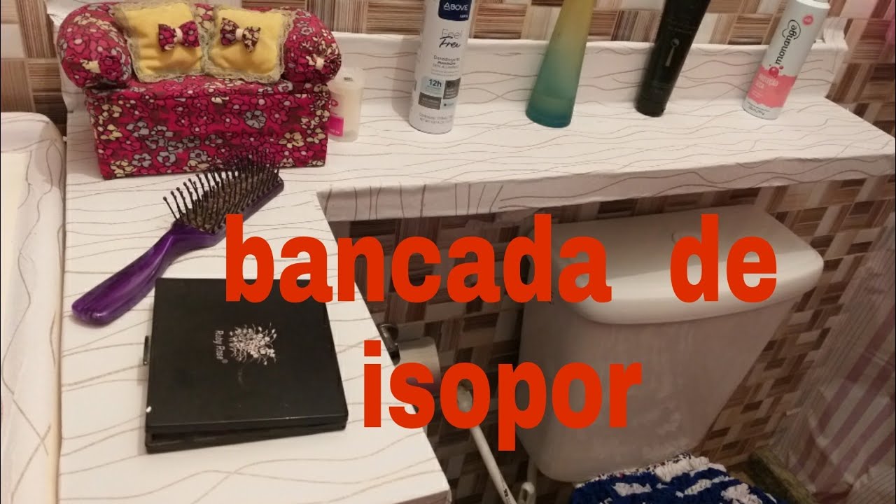bancada de pia de banheiro  feito com isopor