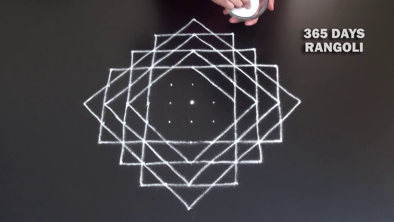 Special Rangoli for Festival,11 dots Kolam,Traditional Rangoli Design,Chukki Rangoli
