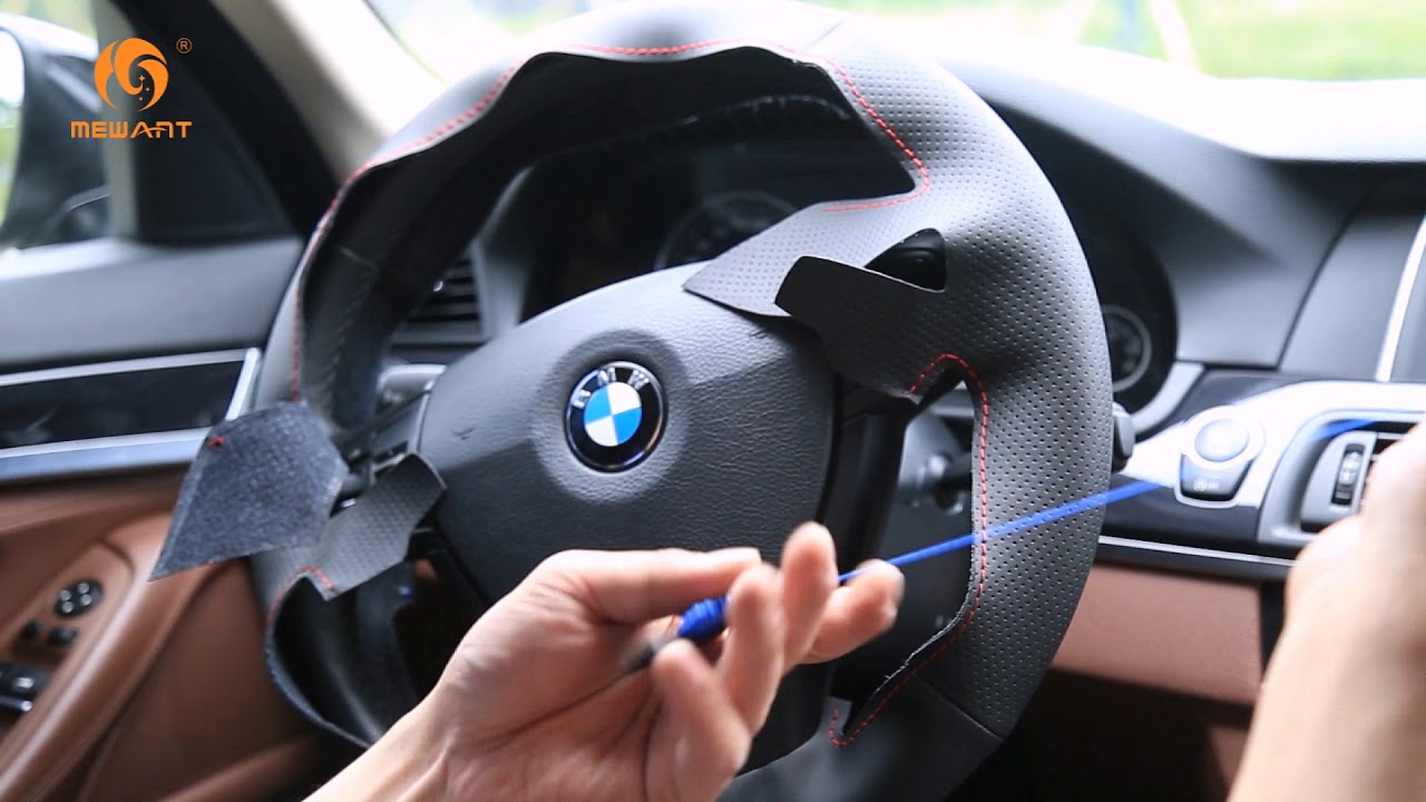 MEWANT- for BMW Hand Stitch Car Steering Wheel Cover Installation   (MEWANT® Official Video)